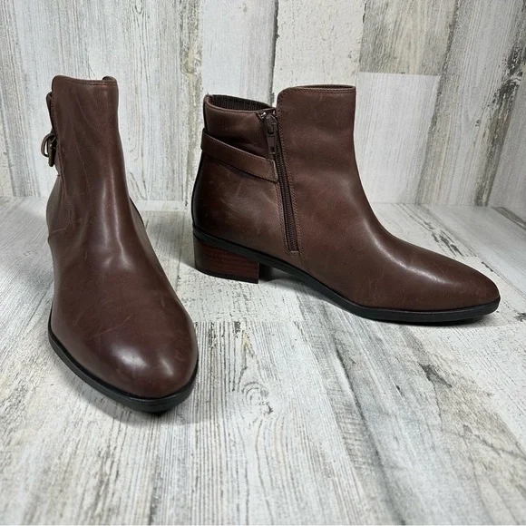 New Bella Vita Dora Brown Leather Block Heel Ankle Bootie  #1225. - Picture 7 of 14